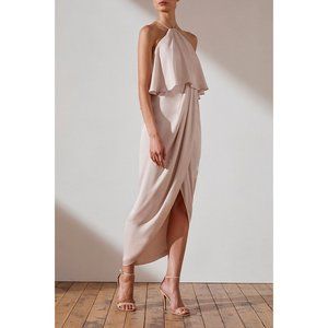 LUXE COCKTAIL HALTER DRESS - PORCELAIN - Size 6